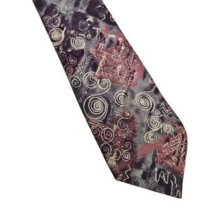 Vintage 90s Herve Leger Pure Silk Abstract Swirl Geometric Men's Tie Made in USA